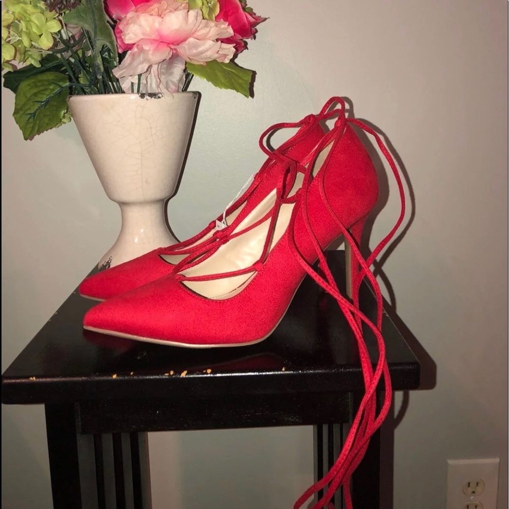 Red Pumps w/ Lace Up NWOT